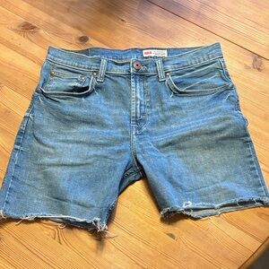 Levi's Blue Denim Frayed Hem Shorts